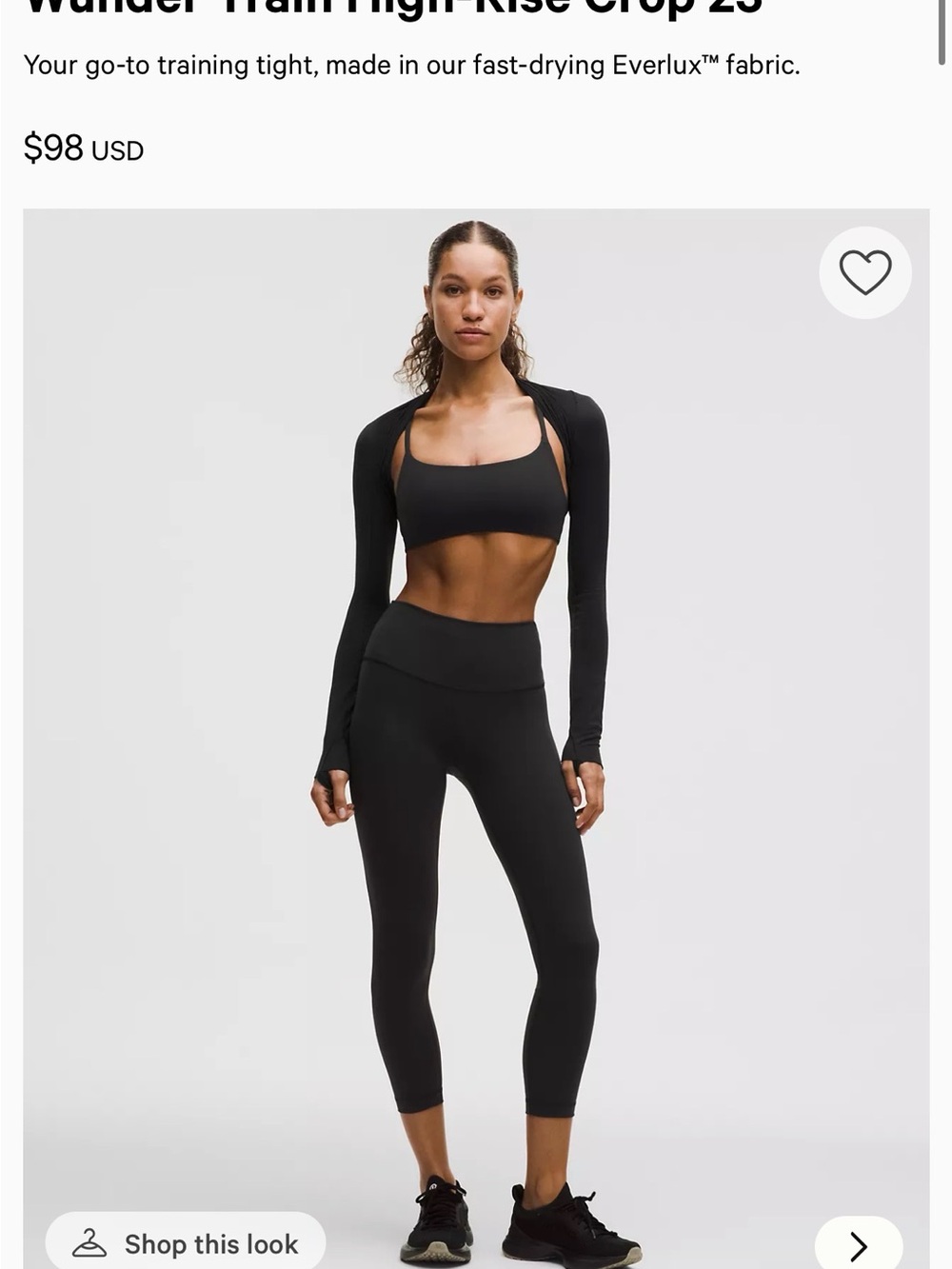 Lululemon wunder train leggings 23” black